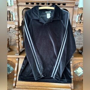 Black Velvet Unisex Y2K Long Sleeve Pullover with Arm Stripes size Medium